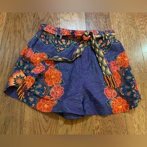 FARM Rio Purple Floral Shorts with Orange Flowers